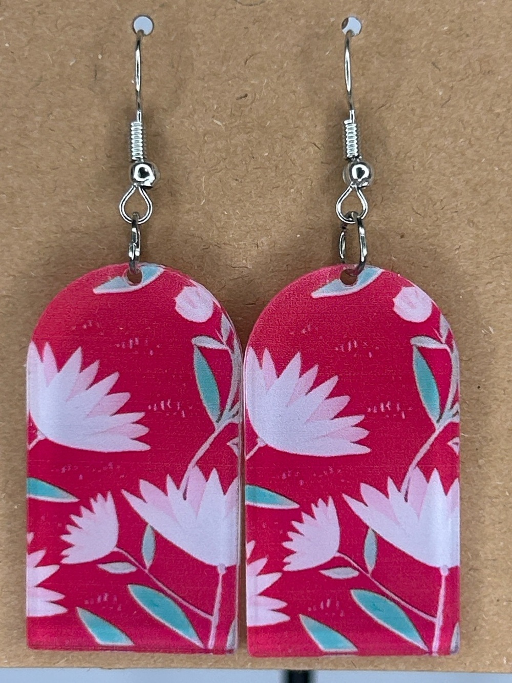 *LAST SET* Floral Pink Acrylic Dangle Earrings Fashion Jewelry